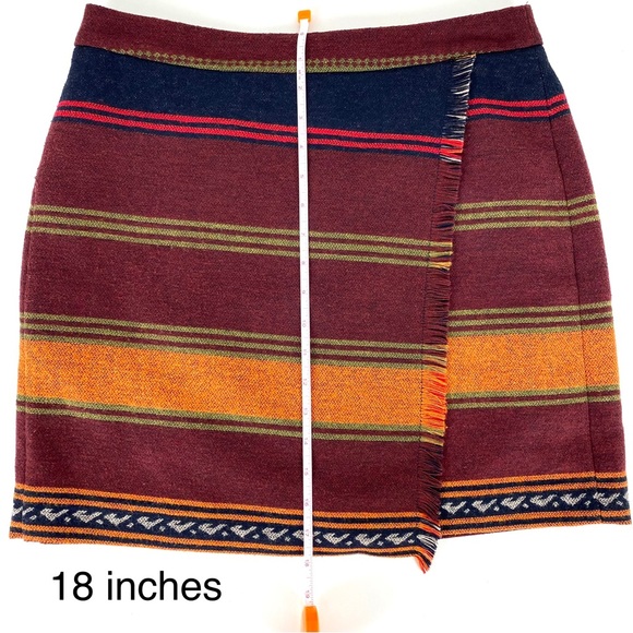 Ann Taylor Loft Petites Wool Blend Southwestern Faux Wrap Fringe Blanket Skirt - Picture 13 of 15